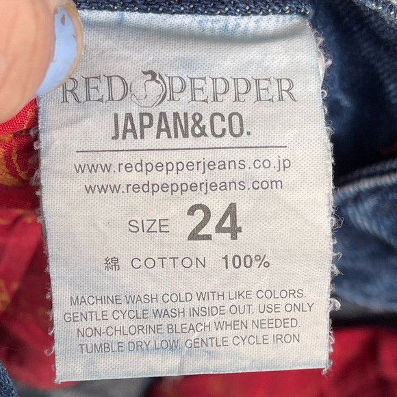Red Pepper Y2K Embroidered Denim Pants Boot Cut Low Rise size 24 - Picture 14 of 16